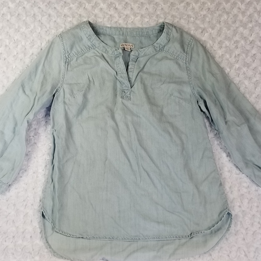 Merona Lightwash Denim Tunic Style Top Size S